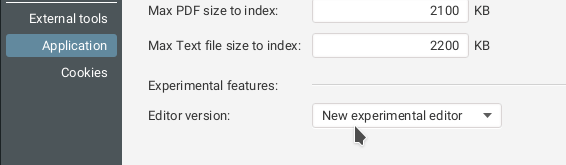Editor selection settings