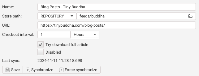 Feed settings