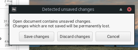 Reject or save changes dialog