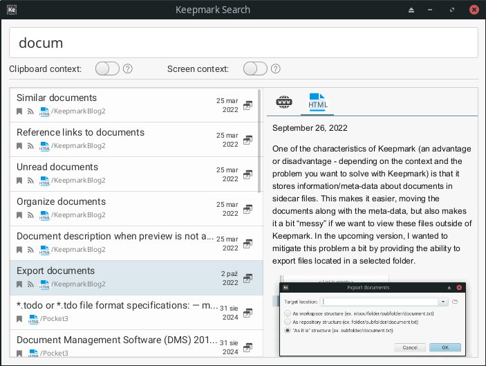 Search preview