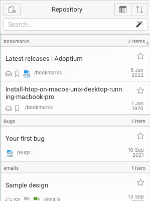 List of files grouped by location